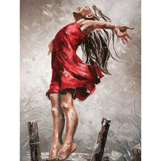 Red Dress Girl - Full Square Drill Diamond Painting 40*50CM