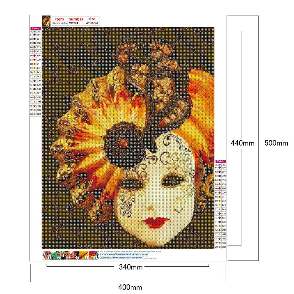 Mask Woman - Full Round Drill Diamond Painting 40*50CM