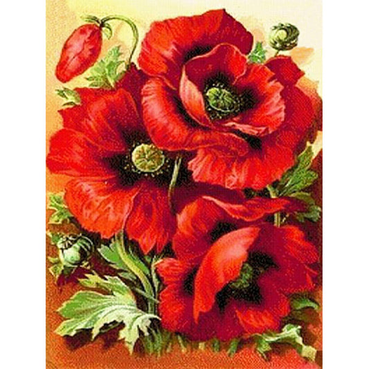 Red Flowers - Full Round Drill Diamond Painting 40*50CM