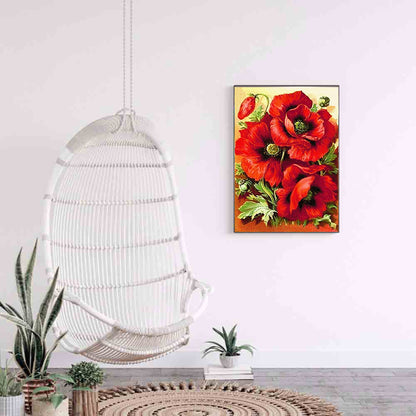 Red Flowers - Full Round Drill Diamond Painting 40*50CM
