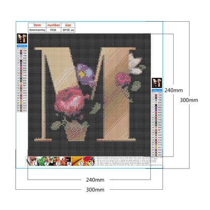 Flowers Letter - Full Square Drill Diamond Painting 30*30CM