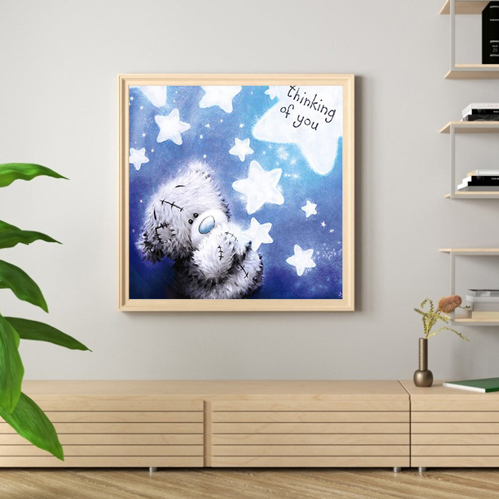 Blue Bear - Full Round Drill Diamond Painting 30*30CM