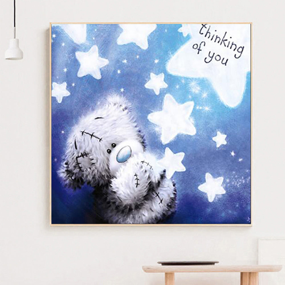 Blue Bear - Full Round Drill Diamond Painting 30*30CM