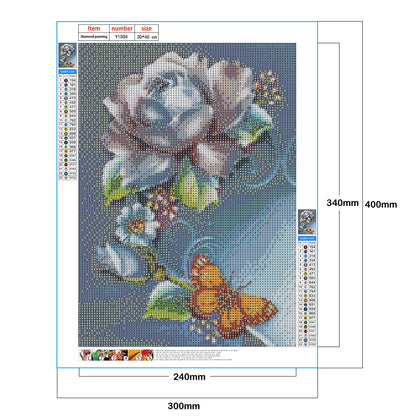 Butterfly Flowers - Full Round Drill Diamond Painting 30*40CM