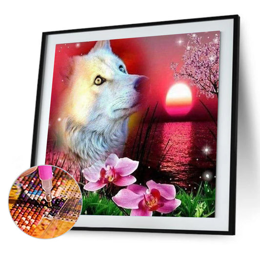 Flowers Wolf - Full Round Drill Diamond Painting 45*45CM