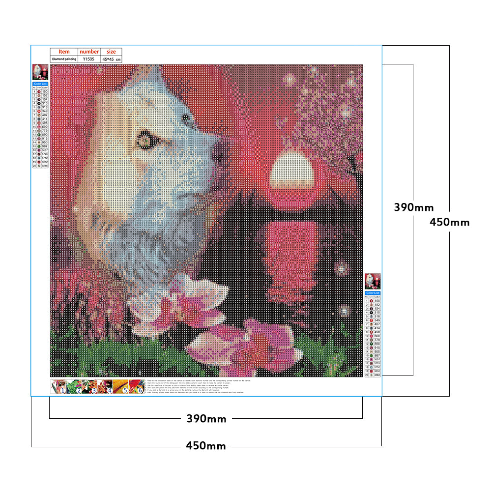 Flowers Wolf - Full Round Drill Diamond Painting 45*45CM