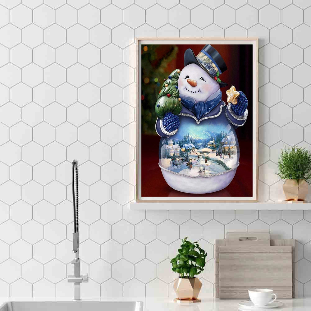 Snowman View - Full Round Drill Diamond Painting 30*40CM