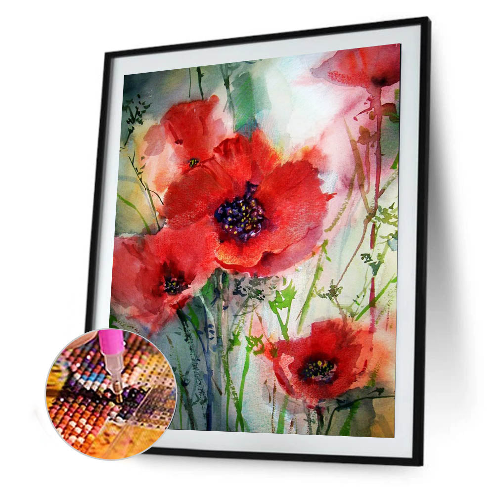 Red Flower - Full Square Drill Diamond Painting 40*50CM