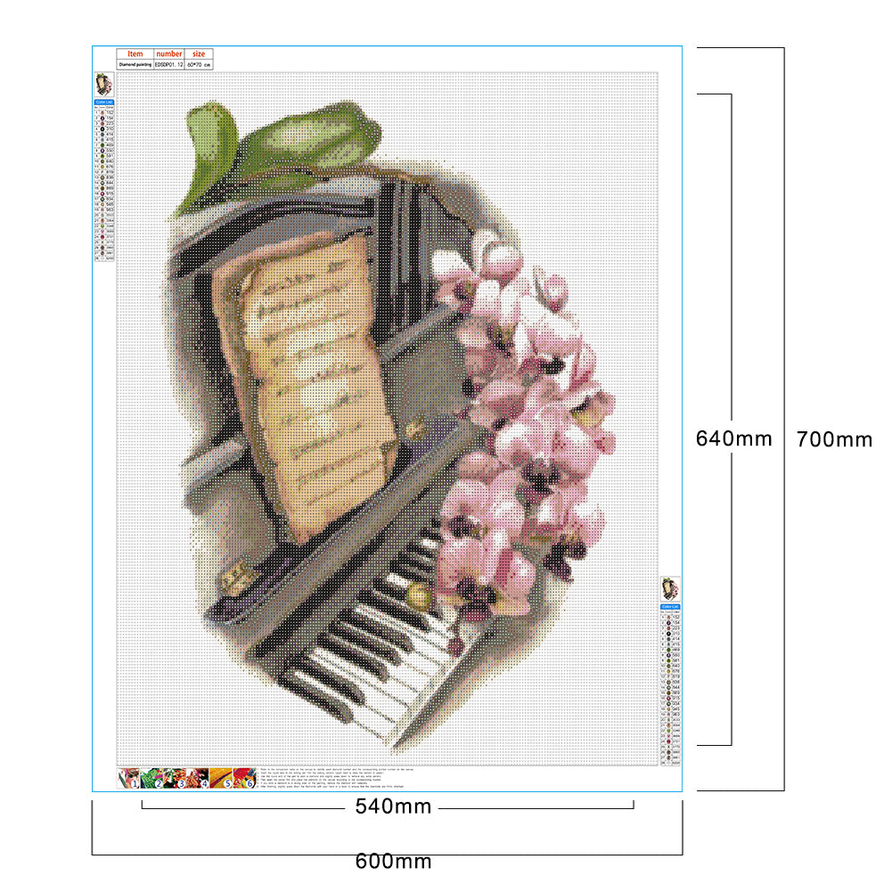 Piano Flower - Full Round Drill Diamond Painting 60*70CM