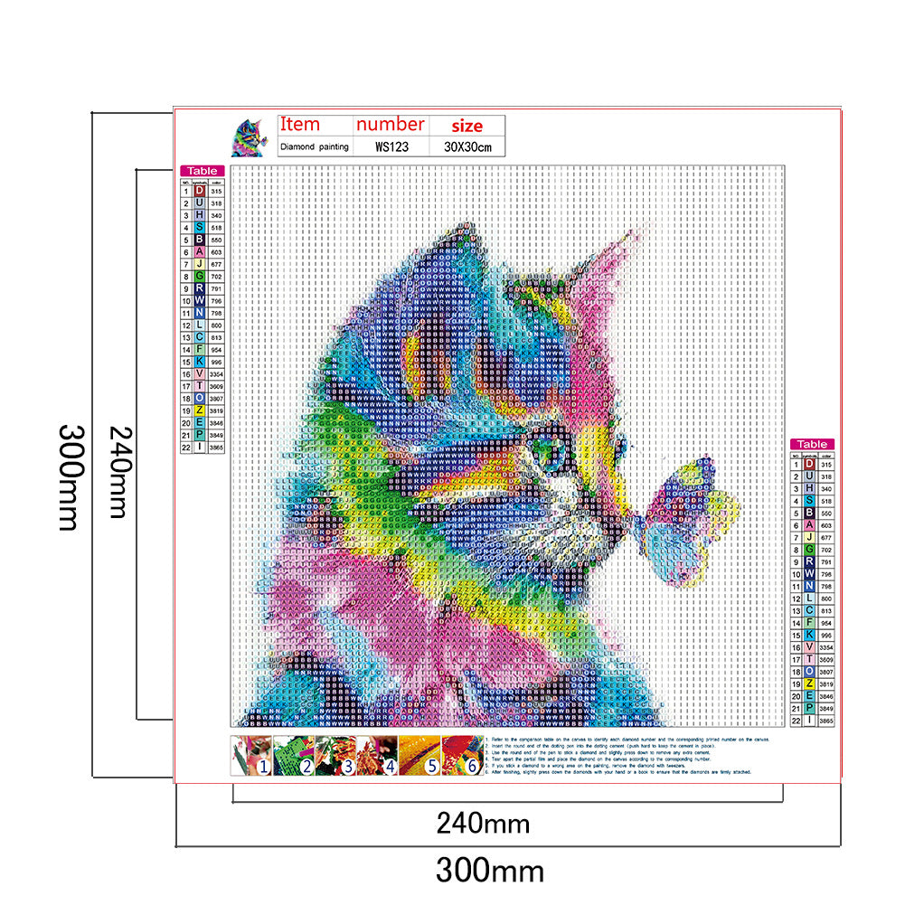 Colorful Cat - Full Square Drill Diamond Painting 30*30CM