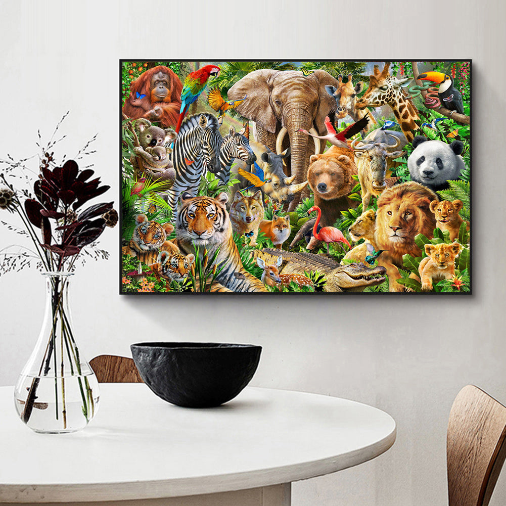 Animal Family - Full Round Drill Diamond Painting 40*30CM