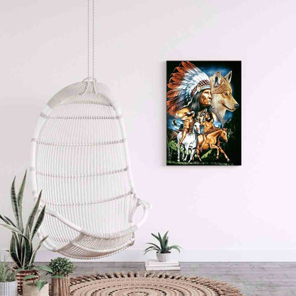 Indian Wolf - Full Square Drill Diamond Painting 30*40CM