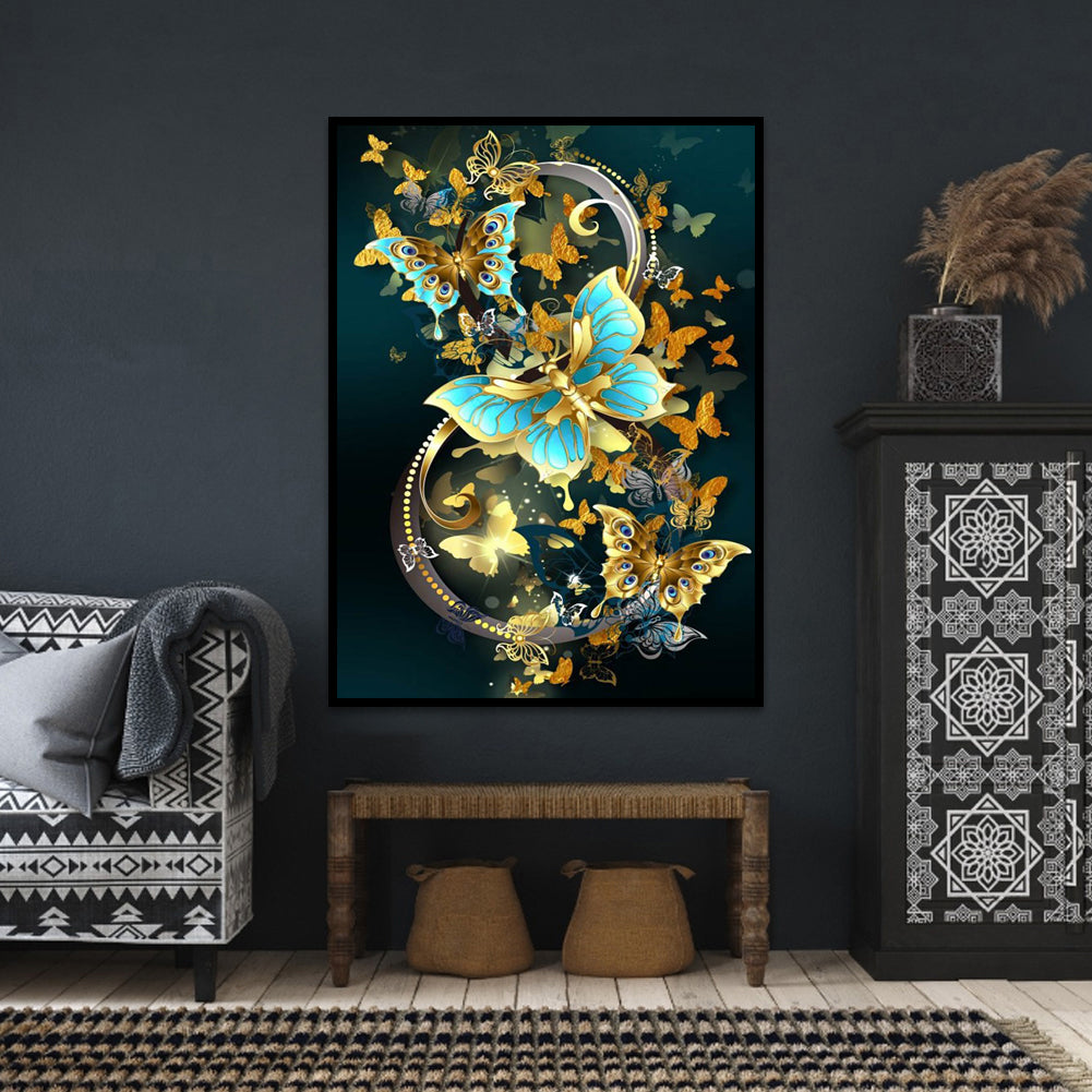 Golden Butterfly - Full Round Drill Diamond Painting 30*40CM