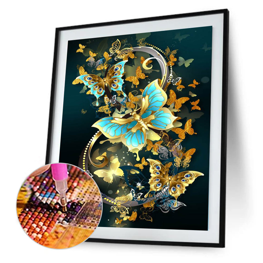 Golden Butterfly - Full Round Drill Diamond Painting 30*40CM