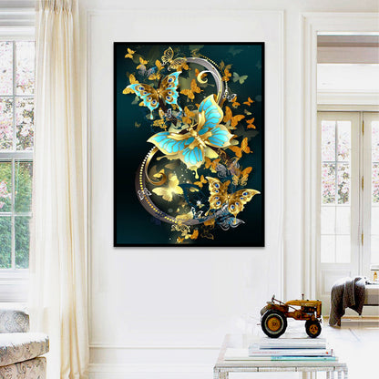 Golden Butterfly - Full Round Drill Diamond Painting 30*40CM