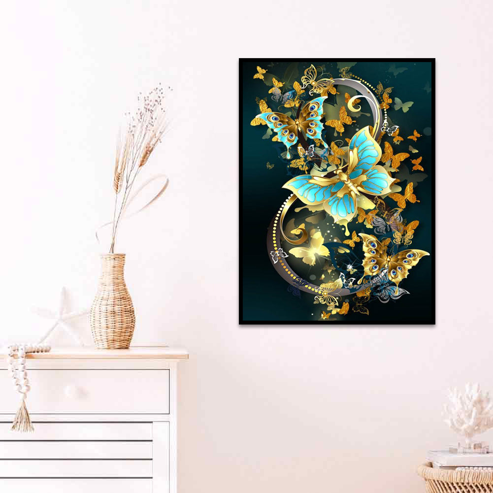 Golden Butterfly - Full Round Drill Diamond Painting 30*40CM