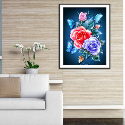 Butterfly Flower - Full Round Drill Diamond Painting 30*40CM