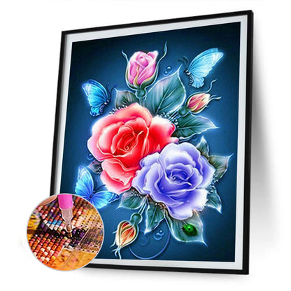 Butterfly Flower - Full Round Drill Diamond Painting 30*40CM