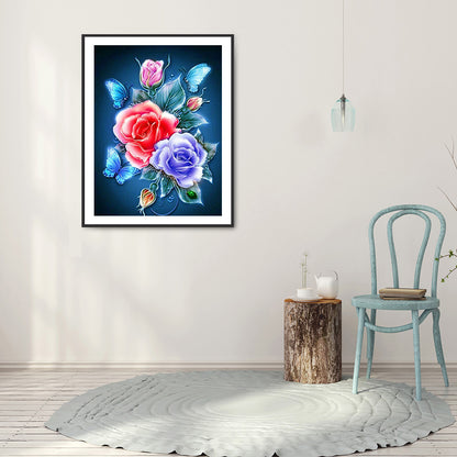 Butterfly Flower - Full Round Drill Diamond Painting 30*40CM