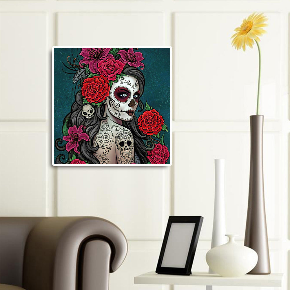 Skull Woman - Full Round Drill Diamond Painting 40*40CM