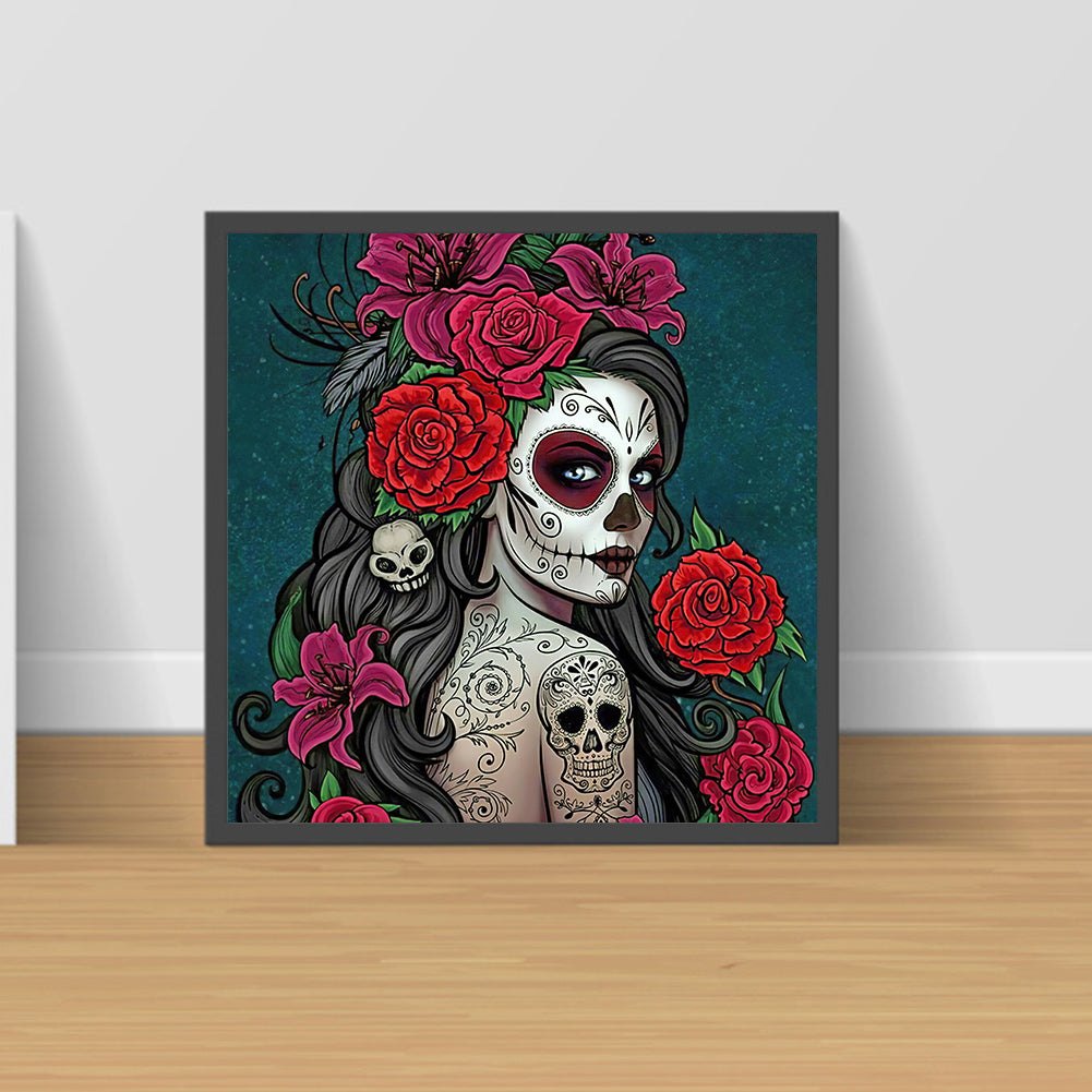 Skull Woman - Full Round Drill Diamond Painting 40*40CM