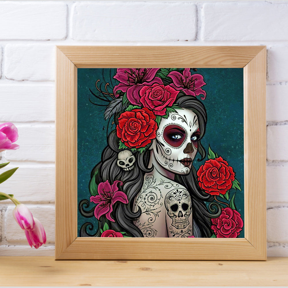 Skull Woman - Full Round Drill Diamond Painting 40*40CM