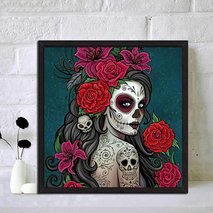 Skull Woman - Full Round Drill Diamond Painting 40*40CM