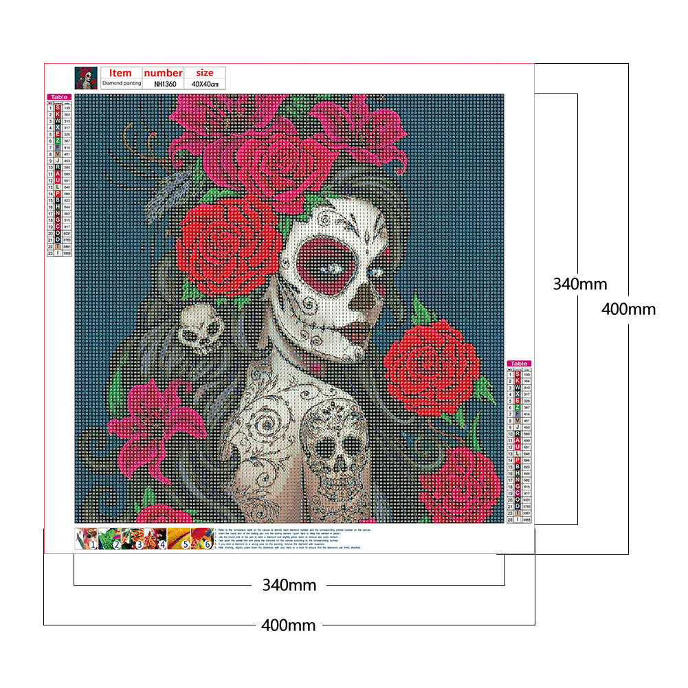 Skull Woman - Full Round Drill Diamond Painting 40*40CM