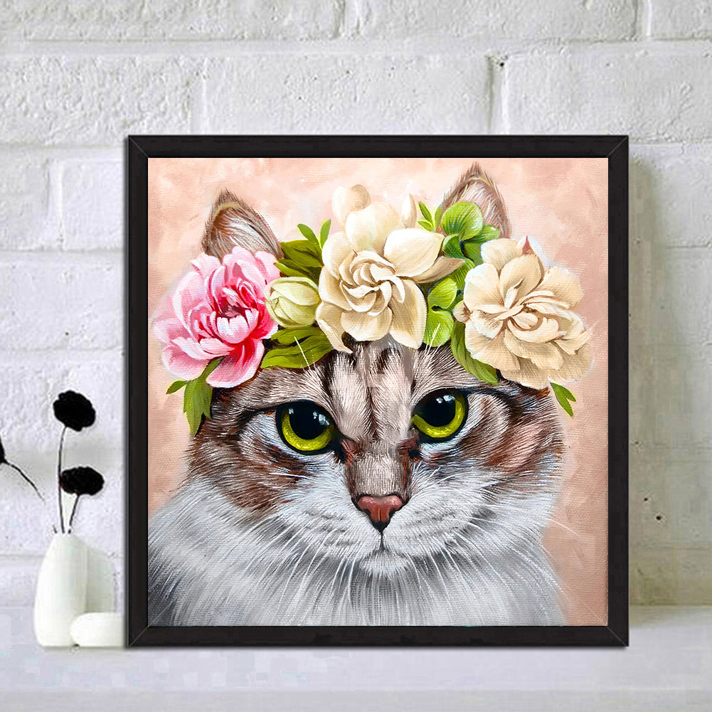 Cat Wreath - Full Round Drill Diamond Painting 45*45CM