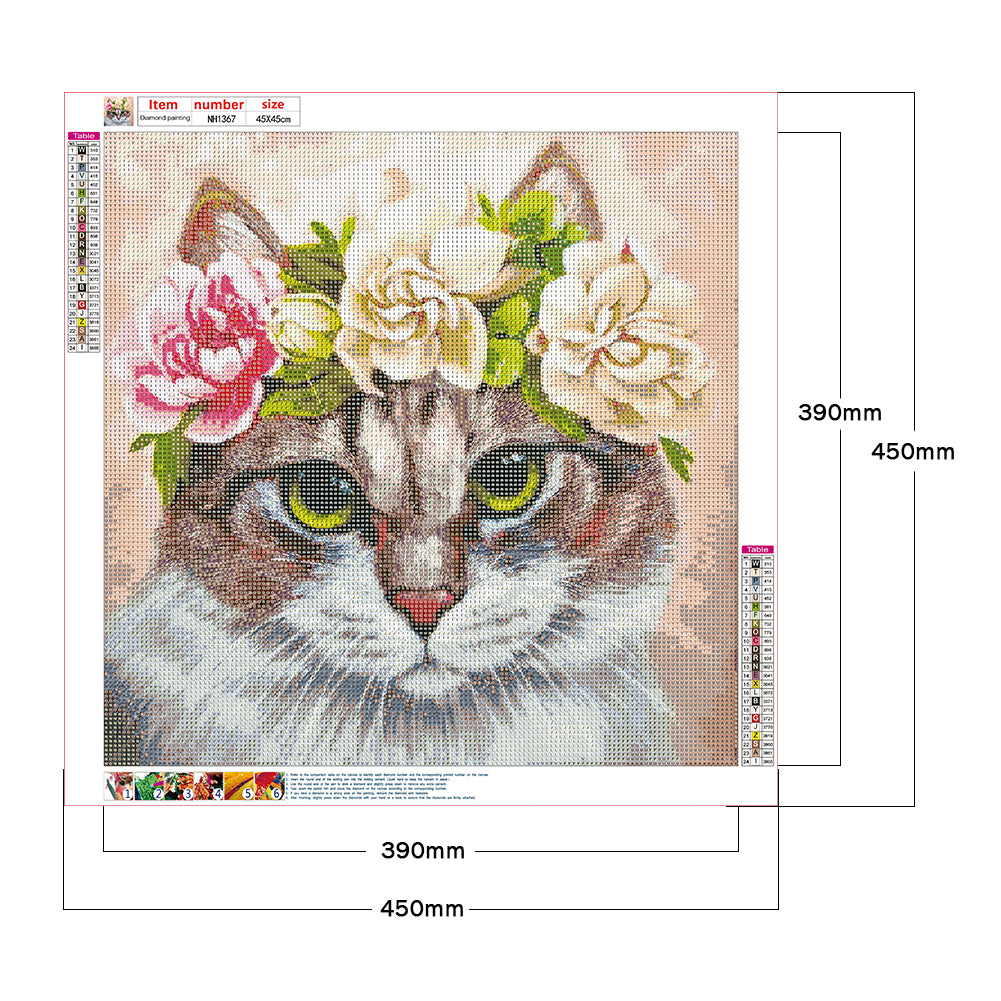 Cat Wreath - Full Round Drill Diamond Painting 45*45CM