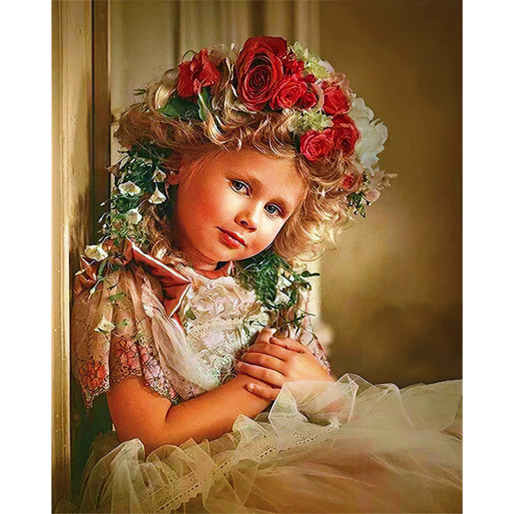 Flower Girl - Full Round Drill Diamond Painting 40*50CM