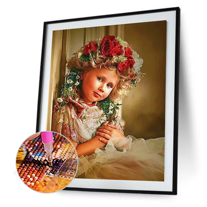 Flower Girl - Full Round Drill Diamond Painting 40*50CM