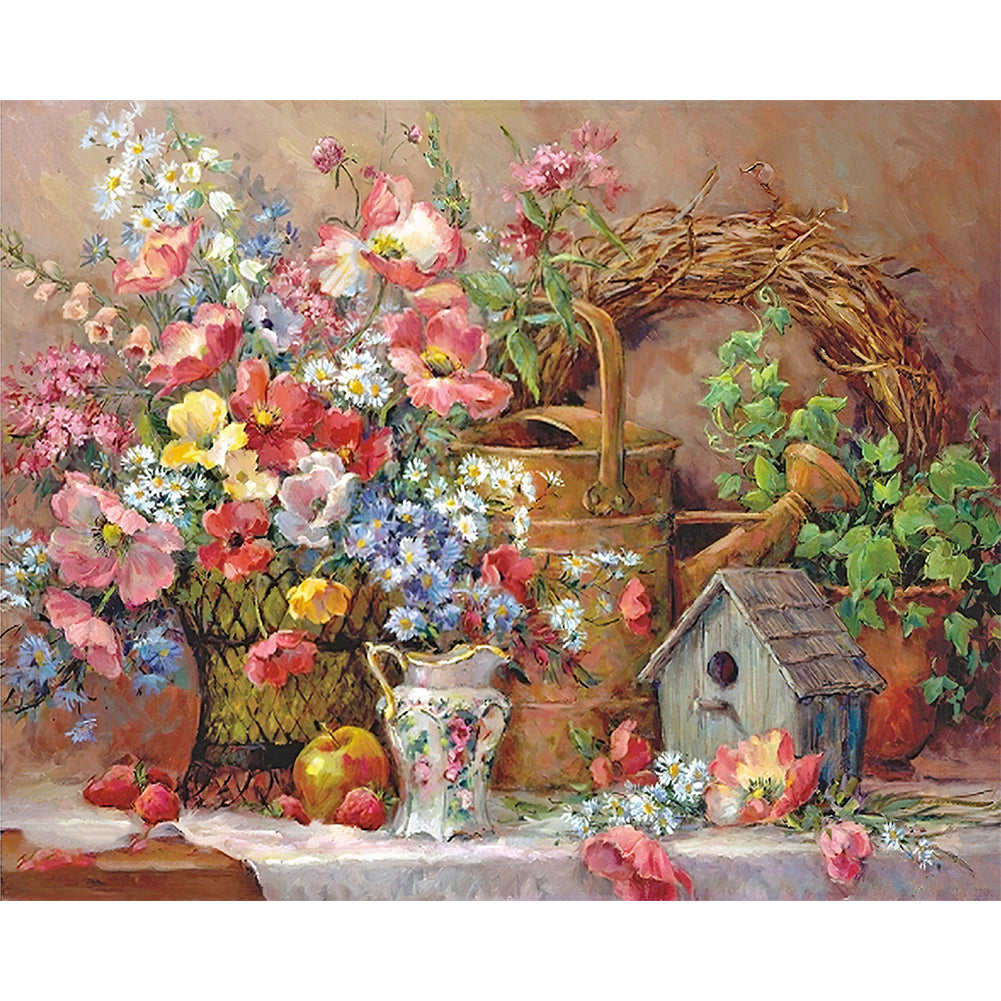 Vase Flower - Full Round Drill Diamond Painting 50*40CM