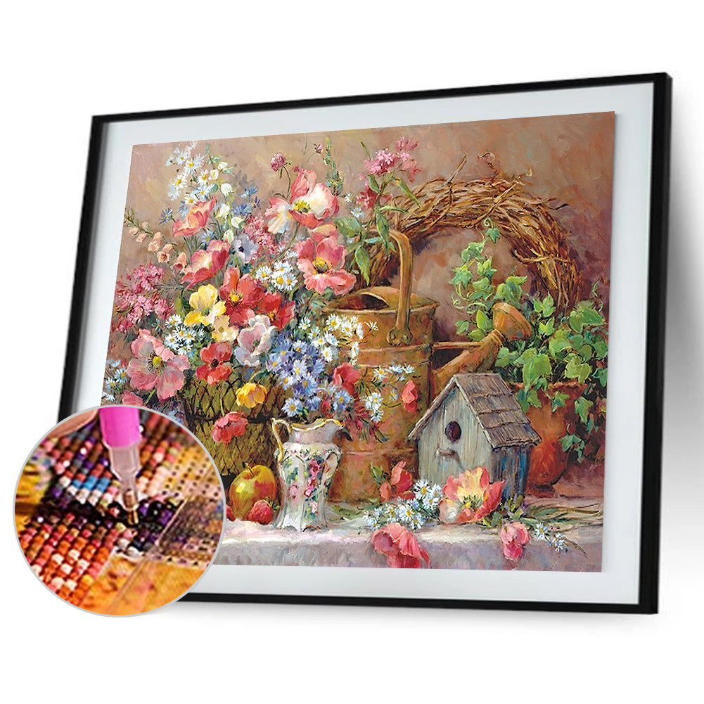 Vase Flower - Full Round Drill Diamond Painting 50*40CM