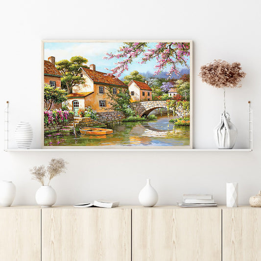 Bridge House - Full Round Drill Diamond Painting 50*40CM