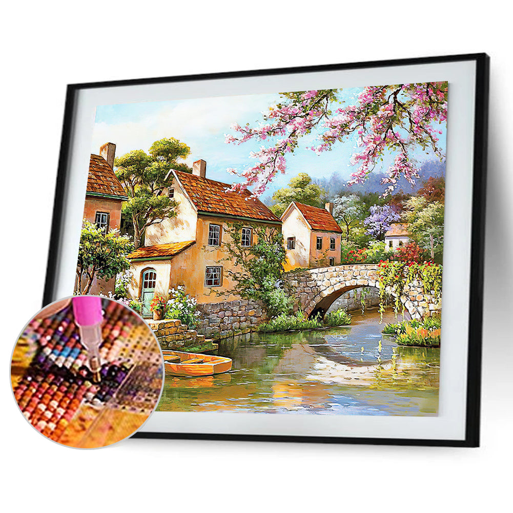 Bridge House - Full Round Drill Diamond Painting 50*40CM