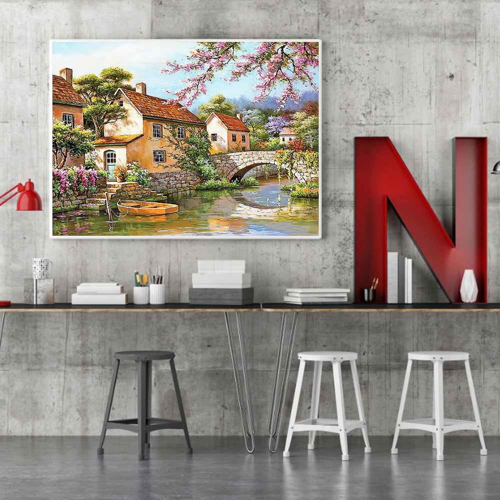 Bridge House - Full Round Drill Diamond Painting 50*40CM