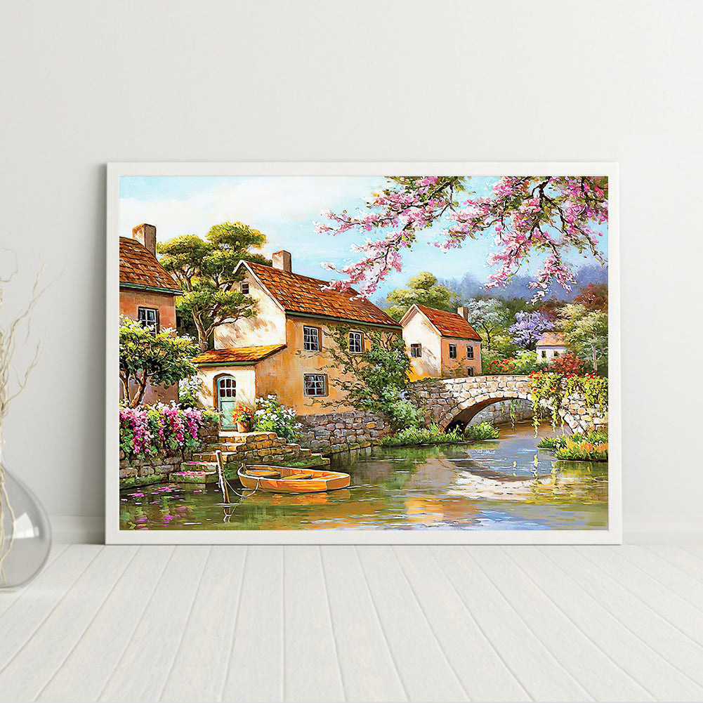 Bridge House - Full Round Drill Diamond Painting 50*40CM