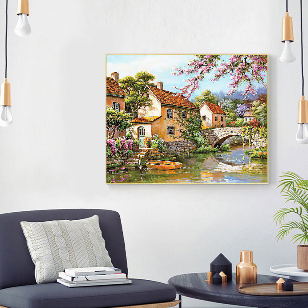 Bridge House - Full Round Drill Diamond Painting 50*40CM