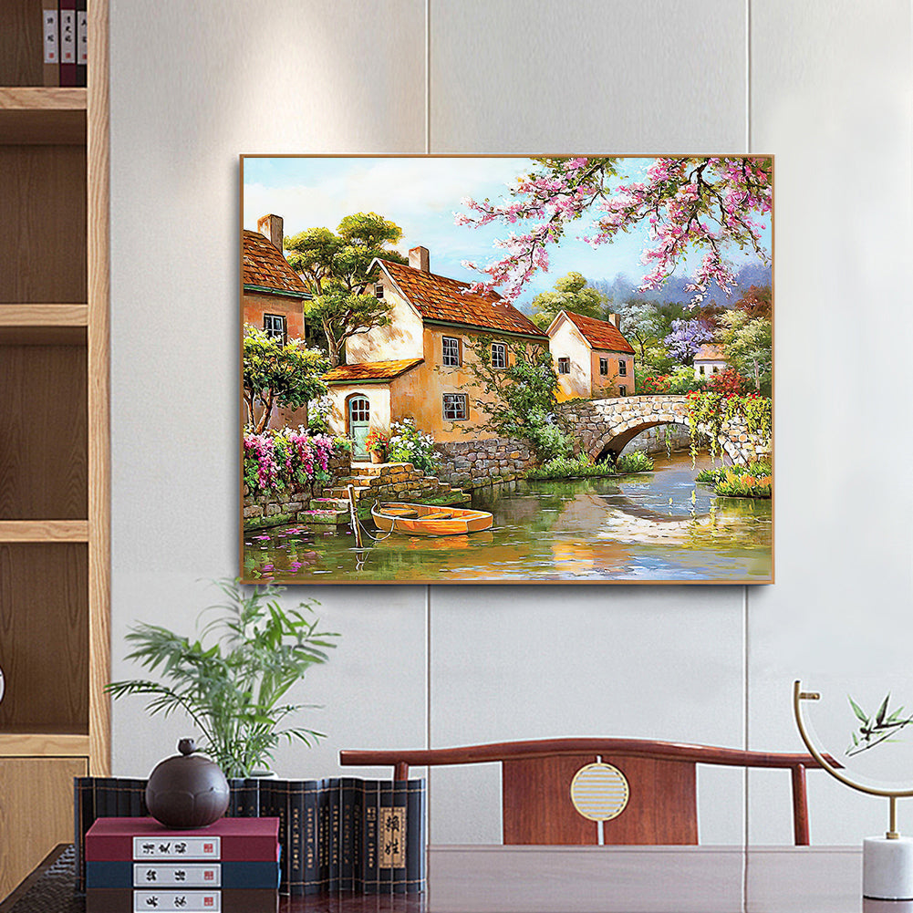 Bridge House - Full Round Drill Diamond Painting 50*40CM