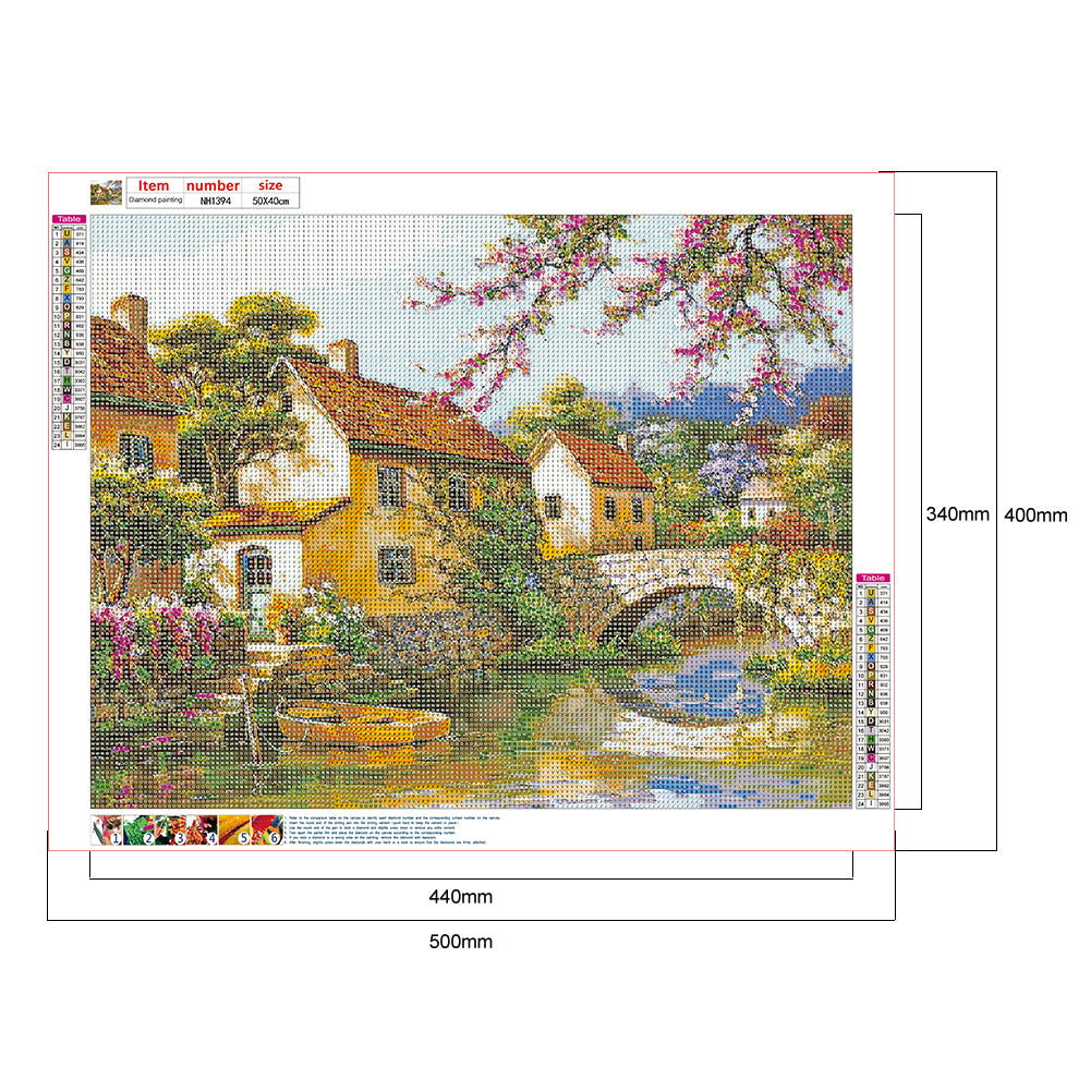 Bridge House - Full Round Drill Diamond Painting 50*40CM