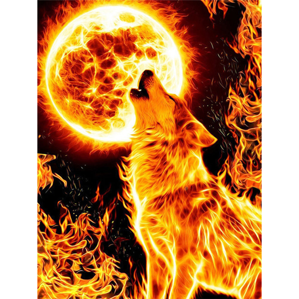 Flame Wolf - Full Square Drill Diamond Painting 30*40CM