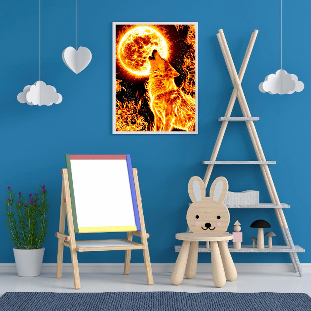 Flame Wolf - Full Square Drill Diamond Painting 30*40CM