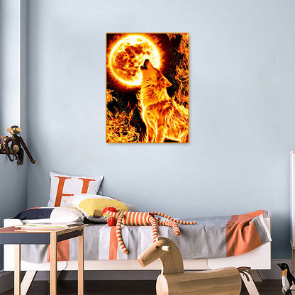 Flame Wolf - Full Square Drill Diamond Painting 30*40CM