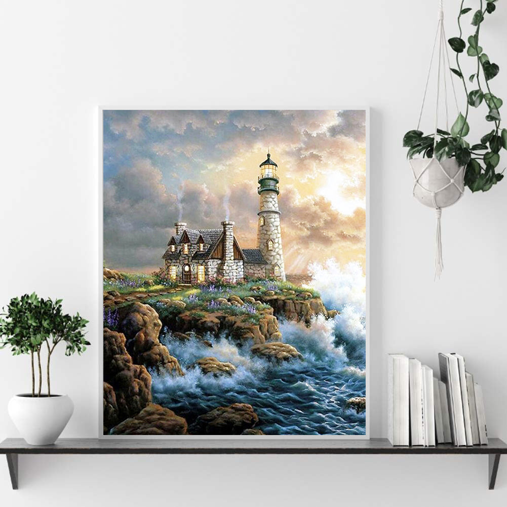 Seaside Lighthouse - Full Square Drill Diamond Painting 50*60CM