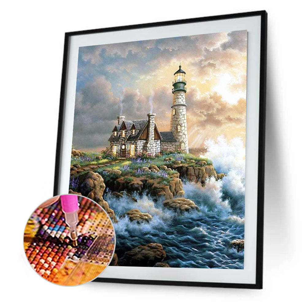 Seaside Lighthouse - Full Square Drill Diamond Painting 50*60CM
