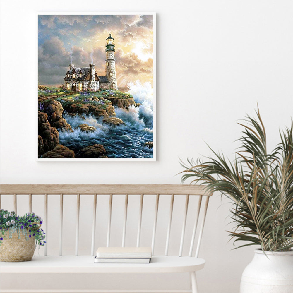 Seaside Lighthouse - Full Square Drill Diamond Painting 50*60CM