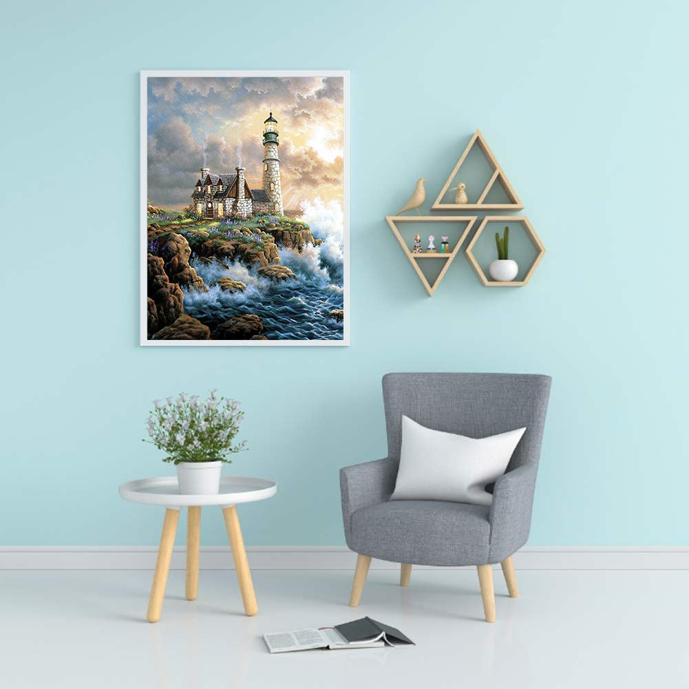 Seaside Lighthouse - Full Square Drill Diamond Painting 50*60CM