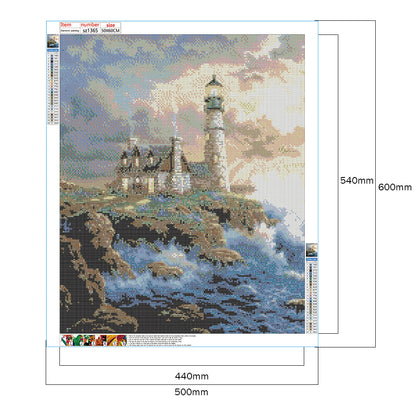 Seaside Lighthouse - Full Square Drill Diamond Painting 50*60CM