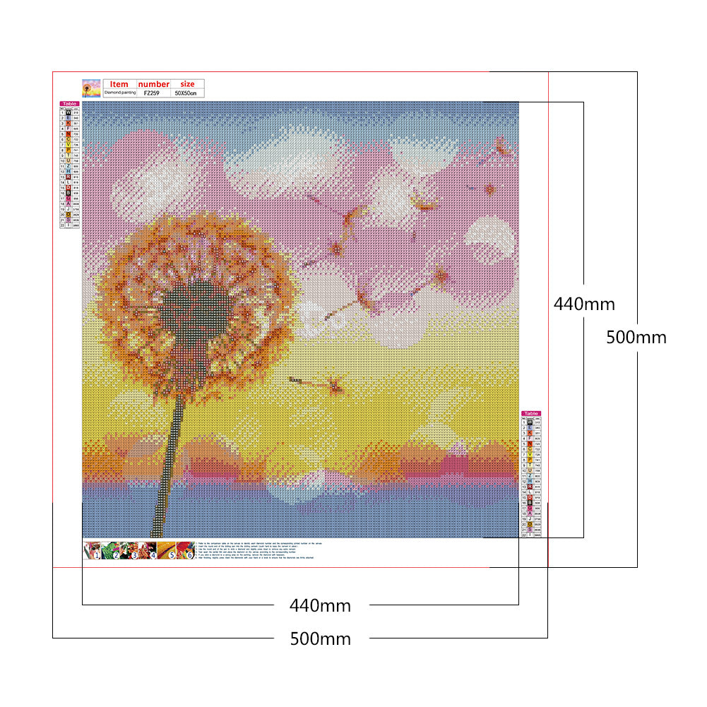 Dandelion - Full Square Drill Diamond Painting 50*50CM